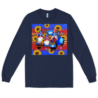 Navy American flag gnomes truck sunflowers star leopard glitter Long Sleeve Tee - Artiststas