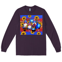 Plum American flag gnomes truck sunflowers star leopard glitter Long Sleeve Tee - Artiststas