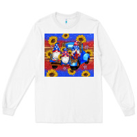 White American flag gnomes truck sunflowers star leopard glitter Long Sleeve Tee - Artiststas