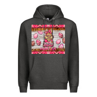 Charcoal Heather easter pink camouflage egg hunter  bunny Premium Hoodie - BarkalooDesign