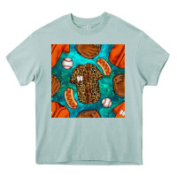 Arona baseball leopard uniform and hotdog with gemstone seamless pattern Heavy Core Tee - BundleAndBundleShop