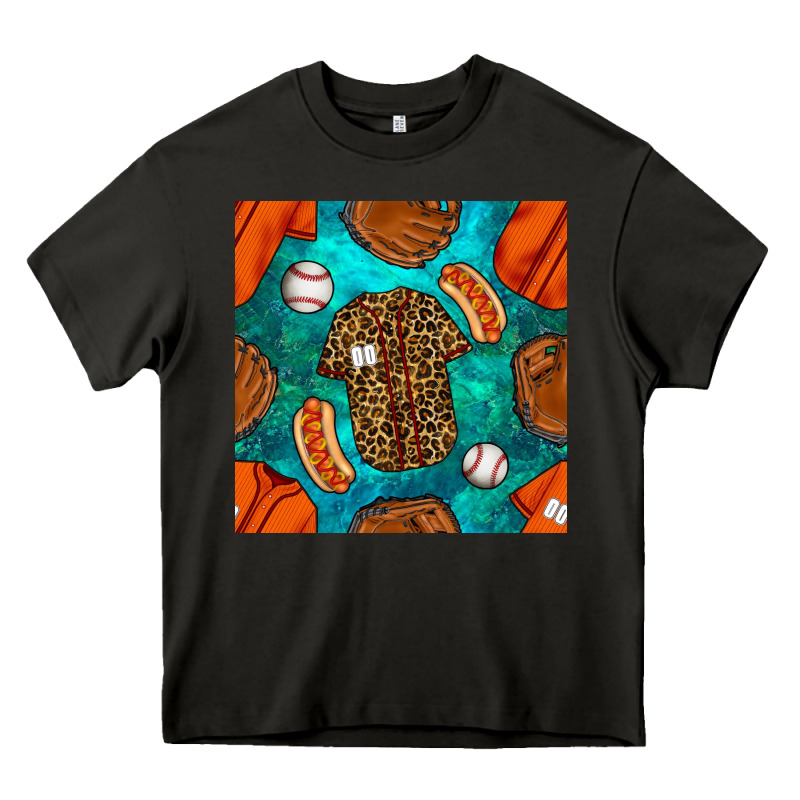 Baseball Leopard Uniform And Hotdog With Gemstone Seamless Pattern Heavy Core Tee by BundleAndBundleShop | Teevron