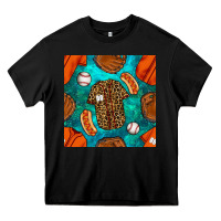 Black baseball leopard uniform and hotdog with gemstone seamless pattern Heavy Core Tee - BundleAndBundleShop