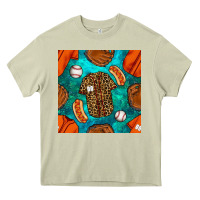 Mossy baseball leopard uniform and hotdog with gemstone seamless pattern Heavy Core Tee - BundleAndBundleShop