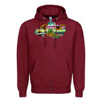 Burgundy North Carolina Map Sunflower Cactus Serape Zipper Hoodie - RanaPortraitStore