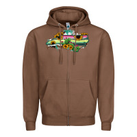 Chestnut North Carolina Map Sunflower Cactus Serape Zipper Hoodie - RanaPortraitStore