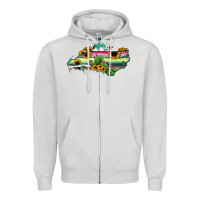 Dove Grey North Carolina Map Sunflower Cactus Serape Zipper Hoodie - RanaPortraitStore