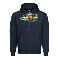 Navy North Carolina Map Sunflower Cactus Serape Zipper Hoodie - RanaPortraitStore