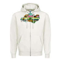 Oatmeal Heather North Carolina Map Sunflower Cactus Serape Zipper Hoodie - RanaPortraitStore