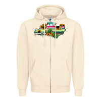 Sandshell North Carolina Map Sunflower Cactus Serape Zipper Hoodie - RanaPortraitStore