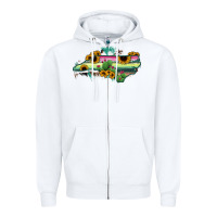 White North Carolina Map Sunflower Cactus Serape Zipper Hoodie - RanaPortraitStore