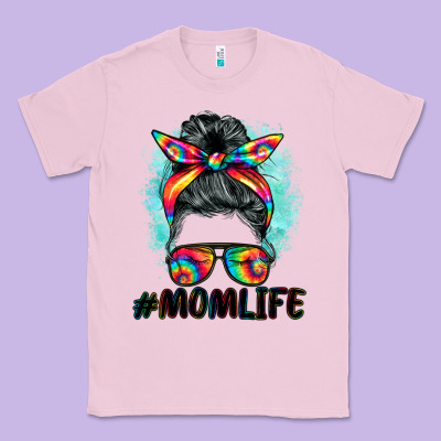 Tie Dye Momlife Messy Bun Classic Tee Designed By Barkaloodesign
