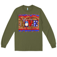 Army Green american flag gnomes love star leopard glitter Long Sleeve Tee - Artiststas
