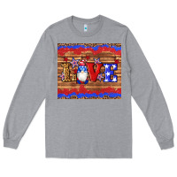Heather Grey american flag gnomes love star leopard glitter Long Sleeve Tee - Artiststas