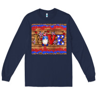 Navy american flag gnomes love star leopard glitter Long Sleeve Tee - Artiststas