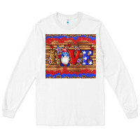 White american flag gnomes love star leopard glitter Long Sleeve Tee - Artiststas