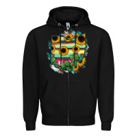 Black Ohio Map Sunflower Cactus Serape Zipper Hoodie - RanaPortraitStore