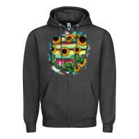 Charcoal Heather Ohio Map Sunflower Cactus Serape Zipper Hoodie - RanaPortraitStore