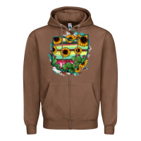 Chestnut Ohio Map Sunflower Cactus Serape Zipper Hoodie - RanaPortraitStore