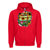Red Ohio Map Sunflower Cactus Serape Zipper Hoodie - RanaPortraitStore