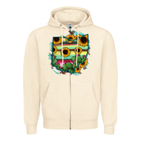 Sandshell Ohio Map Sunflower Cactus Serape Zipper Hoodie - RanaPortraitStore