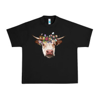 Black hereford cow with floral headband Urban Heavy Tee - RanaPortraitStore