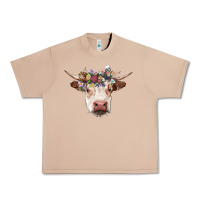 Hereford Cow With Floral Headband Urban Heavy Tee | Teevron