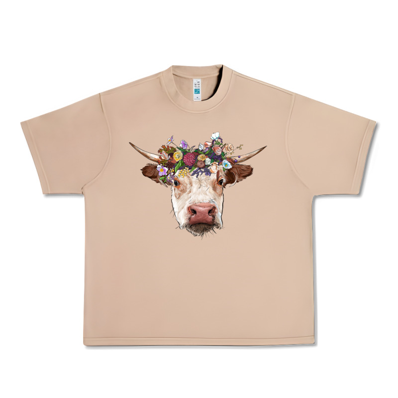 Hereford Cow With Floral Headband Urban Heavy Tee by RanaPortraitStore | Teevron