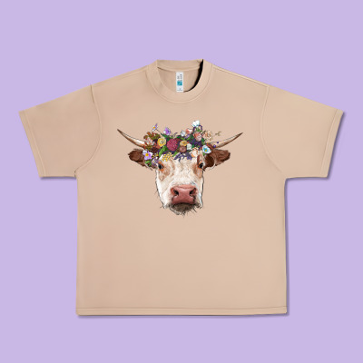 Hereford Cow With Floral Headband Urban Heavy Tee Designed By Ranaportraitstore