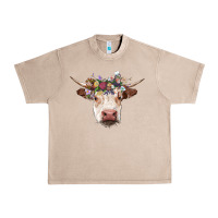 French Oak hereford cow with floral headband Urban Heavy Tee - RanaPortraitStore