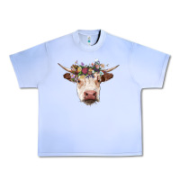 Grape Ice hereford cow with floral headband Urban Heavy Tee - RanaPortraitStore
