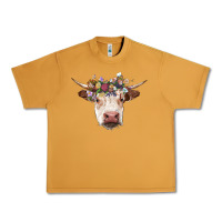 Peanut Butter hereford cow with floral headband Urban Heavy Tee - RanaPortraitStore