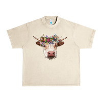 Sandshell hereford cow with floral headband Urban Heavy Tee - RanaPortraitStore