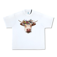 White hereford cow with floral headband Urban Heavy Tee - RanaPortraitStore