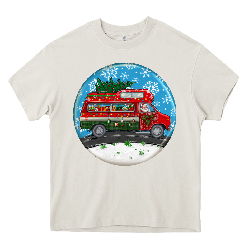 Santa Claus With Retro Van  Christmas Ornament Heavy Core Tee by BundleAndBundleShop | Teevron