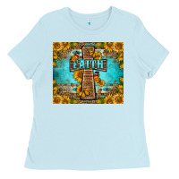 Baby Blue Western Faith Cross Butterfly Ladies Tee - LillyAllenDesigns