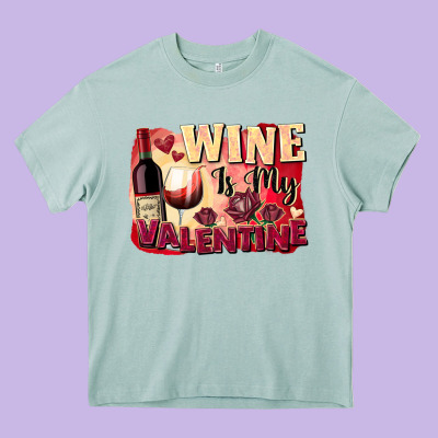Wine İs My Valentine Fa Heavy Core Tee Designed By Fadigitalartstudio