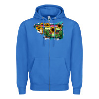 True Royal Oklahoma Map Sunflower Cactus Serape Zipper Hoodie - RanaPortraitStore