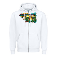 White Oklahoma Map Sunflower Cactus Serape Zipper Hoodie - RanaPortraitStore