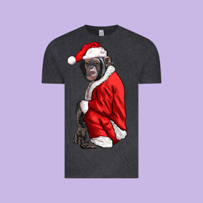 Chimpanzee With Santa Clothes Vintage Tee Designed By Lillyallendesigns