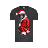 Vintage Black Chimpanzee With Santa Clothes Vintage Tee - LillyAllenDesigns