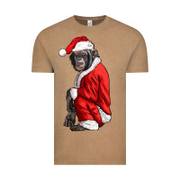 Vintage Coffee Chimpanzee With Santa Clothes Vintage Tee - LillyAllenDesigns