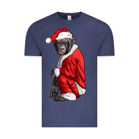 Vintage Denim Chimpanzee With Santa Clothes Vintage Tee - LillyAllenDesigns