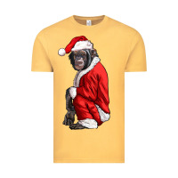Vintage Mustard Chimpanzee With Santa Clothes Vintage Tee - LillyAllenDesigns
