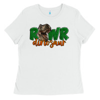 White Rawr Dinosaur Ladies Tee - LillyAllenDesigns