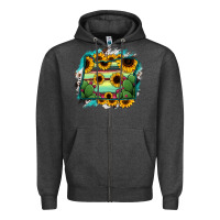 Charcoal Heather Oregon Map Sunflower Cactus Serape Zipper Hoodie - RanaPortraitStore