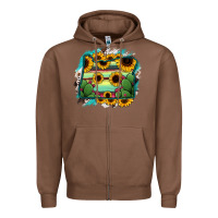 Chestnut Oregon Map Sunflower Cactus Serape Zipper Hoodie - RanaPortraitStore