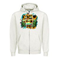 Oatmeal Heather Oregon Map Sunflower Cactus Serape Zipper Hoodie - RanaPortraitStore