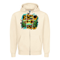 Sandshell Oregon Map Sunflower Cactus Serape Zipper Hoodie - RanaPortraitStore
