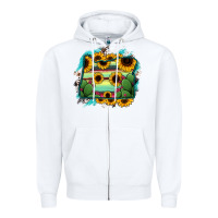 White Oregon Map Sunflower Cactus Serape Zipper Hoodie - RanaPortraitStore